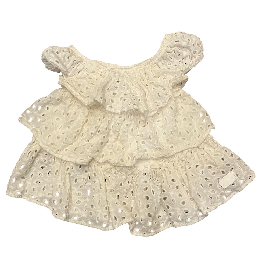 7 For All Mankind White/Cream Ruffle Dress  Eyelet 18 months Christening Cotton